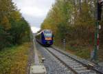 427 055 durchfhrt die Schlucht bei Niederhone als R7 nach Bebra aus dem Stadtbahnhof von Eschwege kommend.