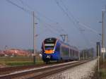 Cantus-Bahn 427 055 am 11.04.07 bei Herleshausen unterwegs von Eisenach nach Bebra.