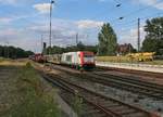 185 649-1 der ITL mit leeren Autotransportzug in Fahrtrichtung Nienburg(Weser).