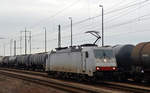 186 137 der ITL brachte am 07.04.17 einen Kesselwagenzug nach Bitterfeld.