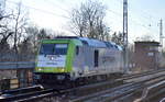 Captrain/ITL 285 118-7 [NVR-Number: 92 88 0076 102-7 B-ITL] am 06.02.18 Berlin-Karow Richtung Bernau.
