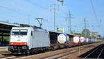 ITL - Eisenbahngesellschaft mbH mit  E 186 138  [NVR-Number: 91 80 6186 138-4 D-ITL] und Containerzug am 17.09.18 Bf. Flughafen Berlin-Schönefeld.