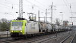 ITL - Eisenbahngesellschaft mbH mit der Captrain   185 542-8  [NVR-Number: 91 80 6185 542-8 D-ITL] und Kesselwagenzug (Dieselkraftstoff) am 15.01.19 Durchfahrt Bf. Flughafen Berlin-Schönefeld.