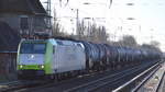 ITL Eisenbahngesellschaft mbH, Dresden [D] mit  185 517-0  [NVR-Nummer: 91 80 6185 517-0 D-ITL] und Kesselwagenzug (leer) Richtung Stendel am 16.01.20 Berlin Buch.