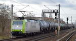 ITL Eisenbahngesellschaft mbH, Dresden [D] mit  185 517-0  [NVR-Numer: 91 80 6185 517-0 D-ITL] und Kesselwagenzug (leer) Richtung Stendel am 31.01.20 Berlin Pankow.