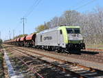 ITL - Eisenbahngesellschaft mbH, Dresden mit 285 117-9 (NVR-Nummer: 92 88 0076 101-9 B-ITL) und Schüttgutzug 22. April bei Diedersdorf in Brandenburg