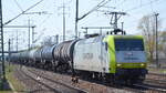 ITL - Eisenbahngesellschaft mbH, Dresden [D] mit  145 094-9  [NVR-Nummer: 91 80 6145 094-9 D-ITL] und Kesselwagenzug am 28.04.21 Durchfahrt Flughafen BER Terminal 5.