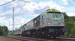 ITL Eisenbahngesellschaft mbH, Dresden mit  250 007-2  (NVR:  92 80 1250 007-2 D-ITL ) und einem Schüttgutwagenzug mit Sand befüllt am 11.07.22 Berlin Wuhlheide.