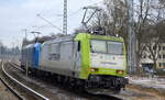 Captrain/ITL mit der Doppeltraktion  185 505-5  [NVR-Nummer: 91 80 6185 505-5 D-ATLU] +  185 542-8  [NVR-Nummer: 91 80 6185 542-8 D-ITL] wahrscheinlich Richtung Stendell am 15.12.22 Berlin Buch.