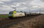 ITL 145 094 am 15.01.2023 mit Kesselzug bei Groß Kiesow.
