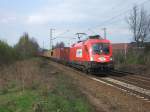 1116 058 (ITL) mit einem Conatinerzug am 12.4.2008 durch Limmer -> Linden