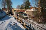 ITL kommt LZ von Wittenburg in Hagenow durch die Brckenbaustelle gefahren.