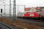 Nachschuss auf die beiden ITL-Loks, bei der Durchfahrt am Hbf Halle(S).