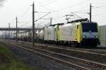 ES 64 F4 - 203 der ITL mit Flssigkeitscontainer zwischen Growudicke und Rathenow Unterwegs als Wagenlok war die 186 149-1 der ITL am Haken. 13.04.2010