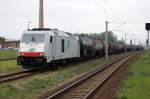 285 109-5 der ITL mit einem Kesselzug in Rathenow. 22.05.2010