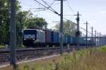 ES 64 F4 - 288 der ITL mit einem Containerzug zwischen Growudicke und Rathenow in Richtung Wustermark.