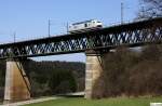 ITL 285 108-7 mit Werbung BLG Logistics auf Leerfahrt Richtung Regensburg, KBS 880 Nrnberg - Passau, fotografiert auf der Laaberbrcke bei Deining am 19.04.2010