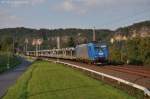 185 519 mit leerem Autozug am 18.09.2012 bei Strand