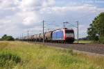 185-CL 003 (185 503-0) Captrain Deutschland GmbH fr ITL - Eisenbahngesellschaft mbH mit einem Kesselzug  Umweltgefhrdender Stoff, flssig , aus Hamburg kommend, in Vietznitz und fuhr in Richtung Nauen weiter. 22.06.2013