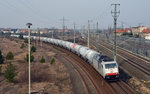 285 108 der ITL, welche schon länger für die RBB im Einsatz ist, erreicht mit dem Sodazug aus Stassfurt am 28.02.16 Bitterfeld.