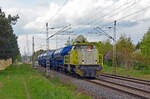 275 801 der RBB führte am 17.04.24 fünf Schwenkdachwagen durch Wittenberg-Labetz Richtung Falkenberg(E).