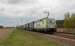 Mit einem LKW-Walther-KLV rollte 193 891 am 12.04.19 durch Marxdorf Richtung Falkenberg(E).