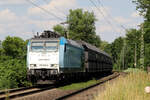 Captrain 185 549-3 auf der Hamm-Osterfelder Strecke am BÜ KM37,285 am 15.6.2023