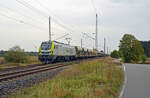 Mit einem Schotterzug am Haken rollte 159 103 der Captrain am 03.10.23 durch Wittenberg-Labetz Richtung Dessau.