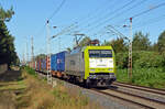 152 196 der Captrain führte am 12.09.24 einen Containerzug durch Wittenberg-Labetz Richtung Falkenberg(E).