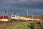 Captrain 193 892 mit einem Gaskesselzug in Richtung Kottewitz am 04.04.2024 bei Oberau.