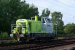 Die jüngste Vossloh G6, abgenommen im April 2015, durchfährt am 26.08.2015 Bochum Riemke.