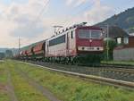 155 016-9 der CLR mit Kalizug in Fahrtrichtung Norden. Aufgenommen in Ludwigsau-Friedlos am 26.09.2017.