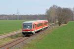 628 225 der CLR passiert am 19.03.22 auf dem Weg Richtung Dessau Hbf die Felder von Dessau-Mildensee.