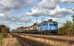 Centralbahn 1042 520 mit Werbung  BAHN EXTRA  und  LOK MAGAZIN  (Gegenseite) mit einem Sonderzug in Richtung Osnabrck (Diephoolz, 28.10.12).