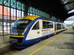 Desiro der Lausitzbahn mit Werbung  Lausitzer Rundschau  im Bf. Grlitz - 16.07.2005
