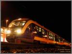 Die Lausitzbahn vor der letzten Tagesabfahrt nach Zittau im Bf Cottbus. Triebwagen VT561, 18.11.06.