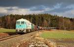 Am 16.02.18 brachte 272 204 (DGS 89233) ein Abraumzug nach Schönberg/V.