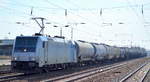 CTL Logistics GmbH mit der Rpool  185 717-6  [NVR-Number: 91 80 6185 717-6 D-Rpool] und Kesselwagenzug am 04.04.19 Bf.