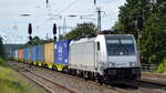 CTL Logistics GmbH, Berlin [D] mit  186 267-1  [NVR-Nummer: 91 80 6186 267-1 D-AKIEM] und Containerzug Richtung Frankfurt/Oder am 31.08.21 Durchfahrt Bf.