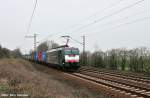 CTL ES 64 F4-201 mit einem Containerzug aus polnischen Wagen nach Lehrte unterwegs (Ahlten 08.04.10)