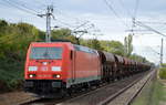 DB Cargo Deutschland AG mit  185 297-9  [NVR-Number: 91 80 6185 297-9 D-DB] und Ganzzug Schüttgutwagen am 26.09.18 Bf.