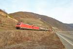 DB Cargo 185 247-4 und 187 xxx mit gemischten Güterzug am 23.02.19 zwischen Assmanshausen und Lorch auf der Rechten Rheinstrecke 