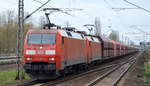 DB Cargo Deutschland AG mit der Doppeltraktion  152 055-0  [NVR-Number: 91 80 6152 055-0 D-DB] +  152 081-6  [NVR-Number: 91 80 6152 081-6 D-DB] mit Erzzug (leer) Rückweg nach Hamburg am 29.03.19