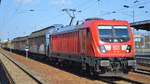 DB Cargo Deutschland AG mit  187 119  [NVR-Number: 91 80 6187 119-3 D-DB] und Ganzzug Schiebewandwagen am 03.04.19 Bf.