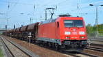  DB Cargo Deutschland AG mit  185 391-0  [NVR-Number: 91 80 6185 391-0 D-DB] und einem Ganzzug Schüttgutwagen (Schotterzug) am 30.04.19 Bf.