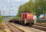   Die 294 866-9 (98 80 3294 866-9 D-DB) eine remotorisierte V 90 der DB Cargo kommt am 22.06.2019 mit einem leeren Coilzug aus Ferndorf und erreicht bald den Gbf Kreuztal.