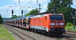 DB Cargo AG [D] mit  189 062-3  [NVR-Nummer: 91 80 6189 062-3 D-DB] und PKW-Transportzug am 15.06.20 Bf.