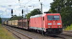 DB CargoAG [D] mit  185 362-1  [NVR-Nummer: 91 80 6185 362-1 D-DB] und PKW-Transportzug (leer) am 27.08.20 Bf.