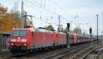 DB Cargo AG [D] mit der Doppeltraktion  185 013-0  [NVR-Nummer: 91 80 6185 013-0 D-DB]] +   185 204-5  [NVR-Nummer: 91 80 6185 204-5 D-DB] mit Erzzug vom Hansaport Hamburg Richtung Ziltendorf EKO am