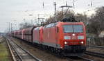 DB Cargo AG [D] mit der Doppeltraktion   185 145-0  [NVR-Nummer: 91 80 6185 145-0 D-DB] +  185 061-9  [NVR-Nummer: 91 80 6185 061-9 D-DB] mit entleerten Erzzug aus Ziltendorf EKO zurück Richtung